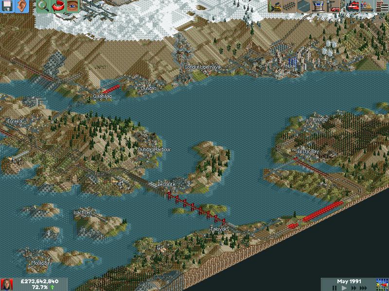 View over the north Canadian islands and the lonely railway line linking most of them.