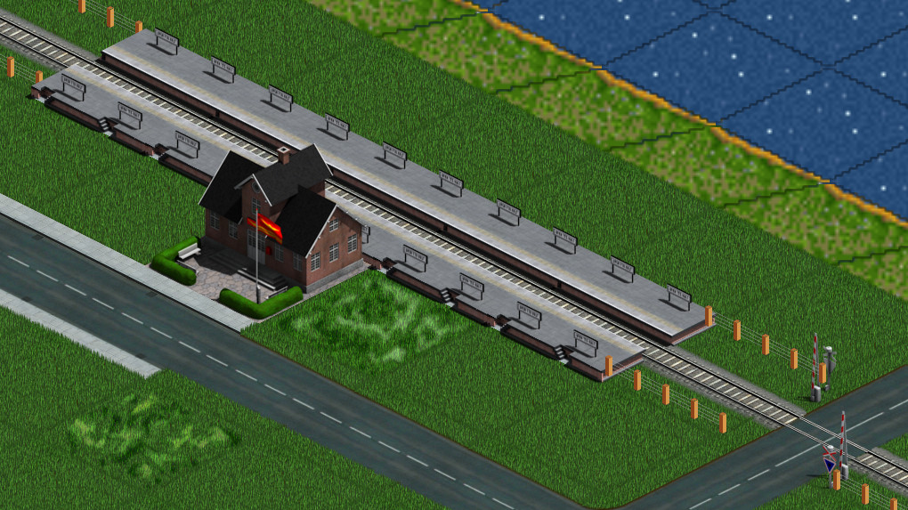 Screenshot with the new station and a road.