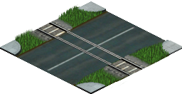 Level crossing without barriers in city 2.