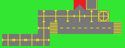 A queue such as this, only demands reservation of the next tile, as long as the target is a gate, a helipad, a hangar or a takeoff-runway.