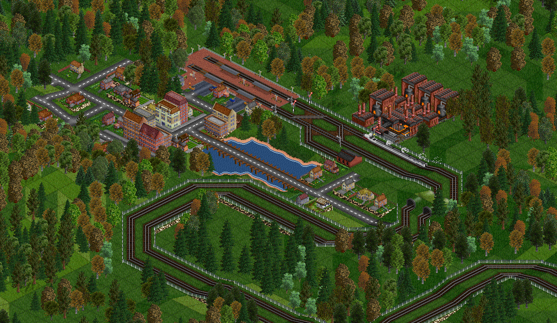 One end of the line. A rather weird curve, because the town didn't want to give up their wooden bridge. Still, it saves the hard-working Pacifics a bit.