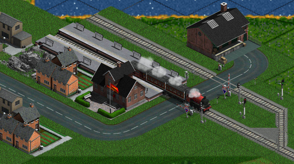 Rural station from Wotan's stations with a steam train.