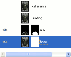 Layer masks in GIMP's layers dialog.