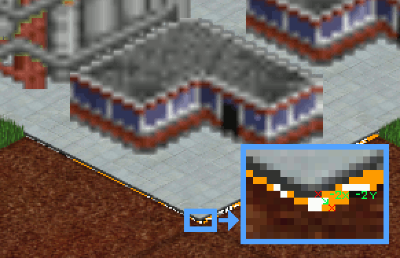 Example with concrete tiles. If You move a window (of the game) over the strange pixels, It will take random colors. If these colors are different than the surrounding tiles, It will be easier to count the offset pixels.